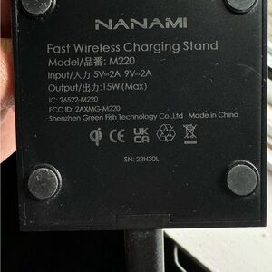 Fast Wireless Charger, NANAMI Qi Certified Wireless Charging Stand Model M220